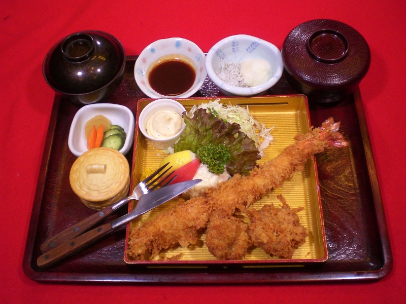 ジャンボ海老とヒレカツ【恵比寿膳】