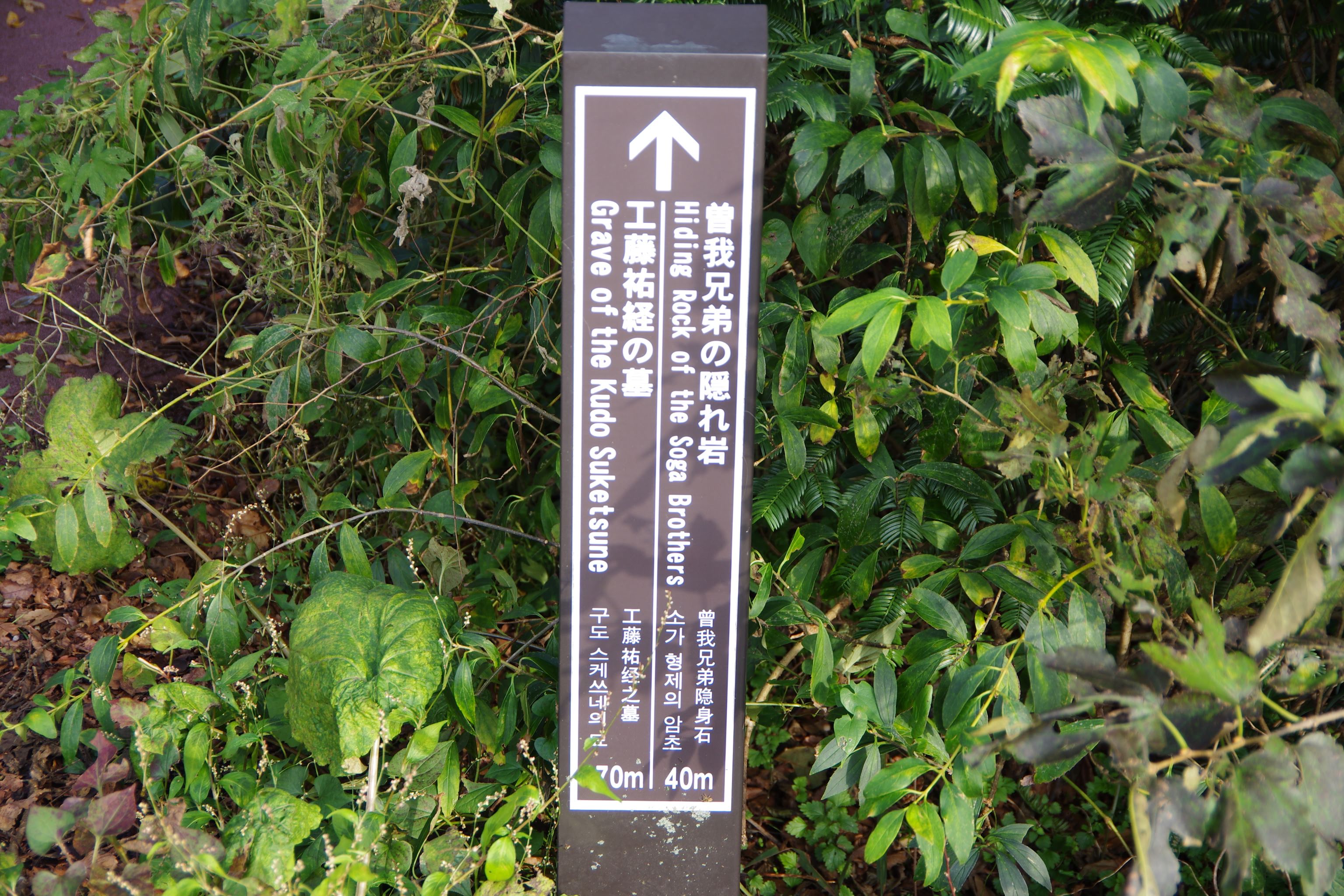 曽我物語敵討ちの地【白糸の滝・工藤祐経の墓・曽我兄弟の隠れ岩